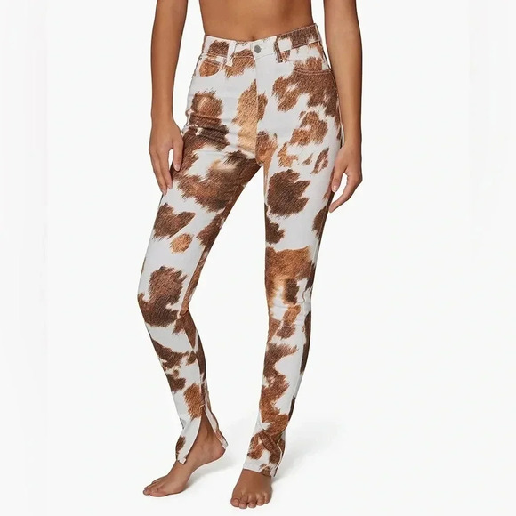 NWT!! WeWoreWhat - Cowhide Stiletto Slit Denim Jean - Size 26 - Picture 2 of 10
